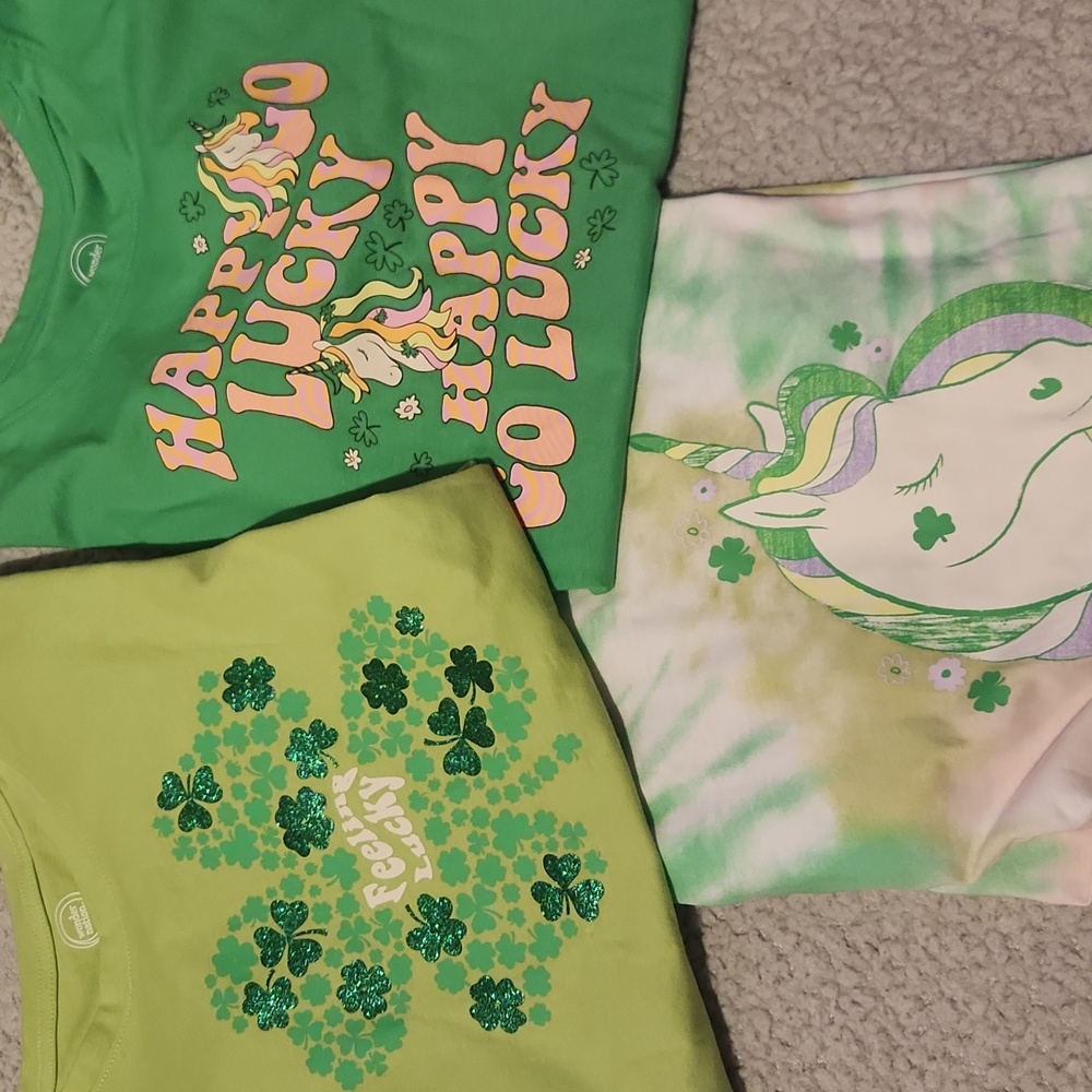 Brand New, Youth Green St. Patrick's Unicorn Shortsleeve Shirts